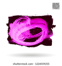 Purple brush stroke and texture. Grunge vector abstract hand - painted element. Underline and border design.
