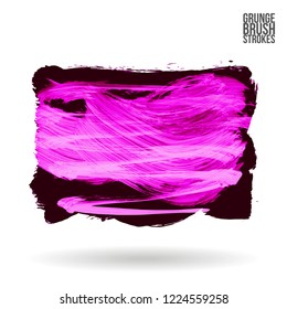Purple brush stroke and texture. Grunge vector abstract hand - painted element. Underline and border design.