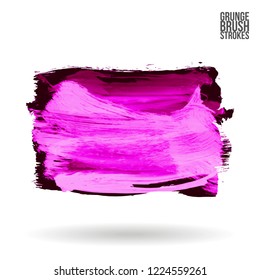 Purple brush stroke and texture. Grunge vector abstract hand - painted element. Underline and border design.