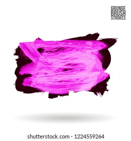 Purple brush stroke and texture. Grunge vector abstract hand - painted element. Underline and border design.