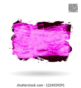 Purple brush stroke and texture. Grunge vector abstract hand - painted element. Underline and border design.