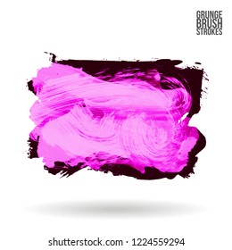 Purple brush stroke and texture. Grunge vector abstract hand - painted element. Underline and border design.