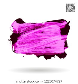 Purple brush stroke and texture. Grunge vector abstract hand - painted element. Underline and border design.
