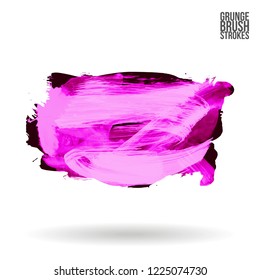 Purple brush stroke and texture. Grunge vector abstract hand - painted element. Underline and border design.