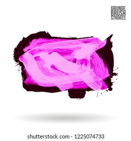 Purple brush stroke and texture. Grunge vector abstract hand - painted element. Underline and border design.
