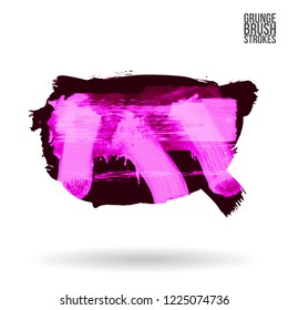 Purple brush stroke and texture. Grunge vector abstract hand - painted element. Underline and border design.