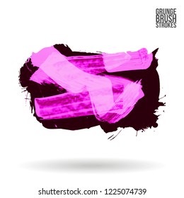 Purple brush stroke and texture. Grunge vector abstract hand - painted element. Underline and border design.