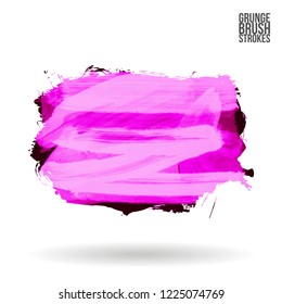 Purple brush stroke and texture. Grunge vector abstract hand - painted element. Underline and border design.