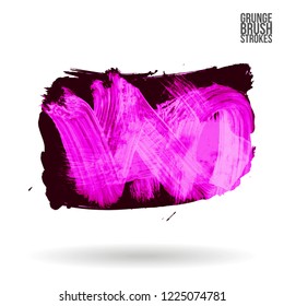 Purple brush stroke and texture. Grunge vector abstract hand - painted element. Underline and border design.
