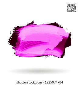 Purple brush stroke and texture. Grunge vector abstract hand - painted element. Underline and border design.