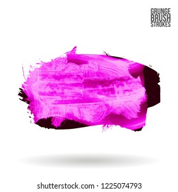 Purple brush stroke and texture. Grunge vector abstract hand - painted element. Underline and border design.