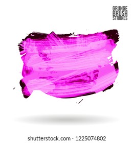Purple brush stroke and texture. Grunge vector abstract hand - painted element. Underline and border design.