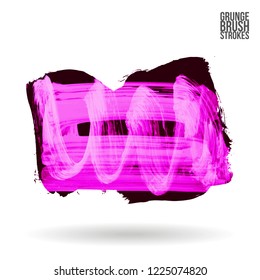 Purple brush stroke and texture. Grunge vector abstract hand - painted element. Underline and border design.