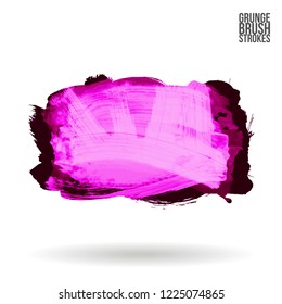 Purple brush stroke and texture. Grunge vector abstract hand - painted element. Underline and border design.