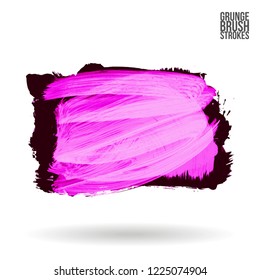 Purple brush stroke and texture. Grunge vector abstract hand - painted element. Underline and border design.