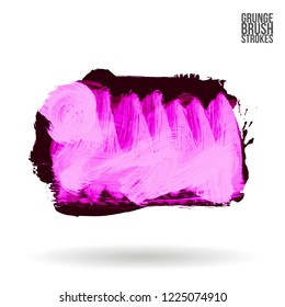 Purple brush stroke and texture. Grunge vector abstract hand - painted element. Underline and border design.