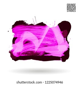 Purple brush stroke and texture. Grunge vector abstract hand - painted element. Underline and border design.