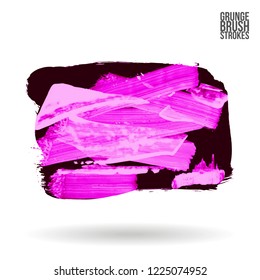 Purple brush stroke and texture. Grunge vector abstract hand - painted element. Underline and border design.