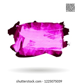 Purple brush stroke and texture. Grunge vector abstract hand - painted element. Underline and border design.