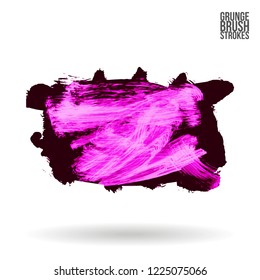 Purple brush stroke and texture. Grunge vector abstract hand - painted element. Underline and border design.