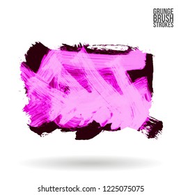 Purple brush stroke and texture. Grunge vector abstract hand - painted element. Underline and border design.
