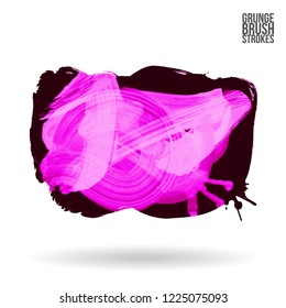 Purple brush stroke and texture. Grunge vector abstract hand - painted element. Underline and border design.