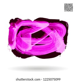 Purple brush stroke and texture. Grunge vector abstract hand - painted element. Underline and border design.