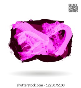 Purple brush stroke and texture. Grunge vector abstract hand - painted element. Underline and border design.