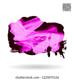 Purple brush stroke and texture. Grunge vector abstract hand - painted element. Underline and border design.