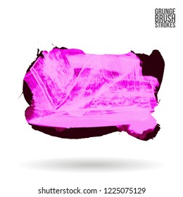 Purple brush stroke and texture. Grunge vector abstract hand - painted element. Underline and border design.