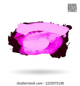 Purple brush stroke and texture. Grunge vector abstract hand - painted element. Underline and border design.