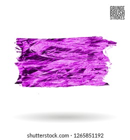 Purple brush stroke and texture. Grunge vector abstract hand - painted element. Underline and border design.