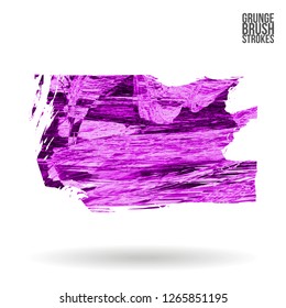 Purple brush stroke and texture. Grunge vector abstract hand - painted element. Underline and border design.