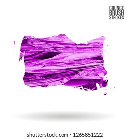 Purple brush stroke and texture. Grunge vector abstract hand - painted element. Underline and border design.