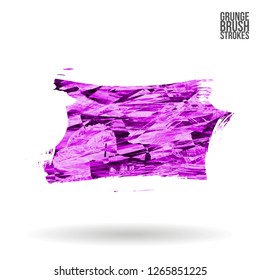 Purple brush stroke and texture. Grunge vector abstract hand - painted element. Underline and border design.