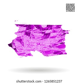 Purple brush stroke and texture. Grunge vector abstract hand - painted element. Underline and border design.