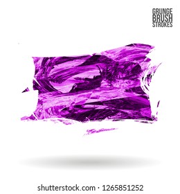 Purple brush stroke and texture. Grunge vector abstract hand - painted element. Underline and border design.