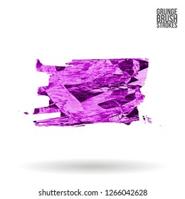 Purple brush stroke and texture. Grunge vector abstract hand - painted element. Underline and border design.