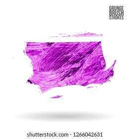 Purple brush stroke and texture. Grunge vector abstract hand - painted element. Underline and border design.