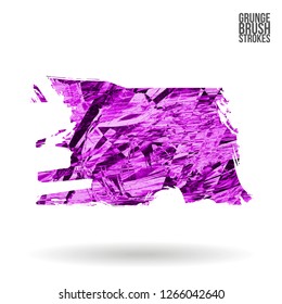 Purple brush stroke and texture. Grunge vector abstract hand - painted element. Underline and border design.