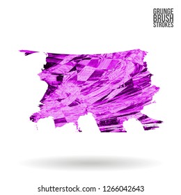 Purple brush stroke and texture. Grunge vector abstract hand - painted element. Underline and border design.