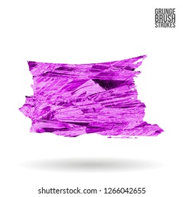 Purple brush stroke and texture. Grunge vector abstract hand - painted element. Underline and border design.