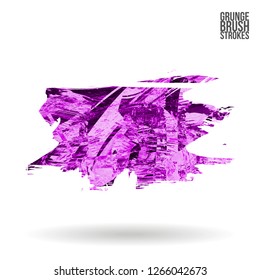 Purple brush stroke and texture. Grunge vector abstract hand - painted element. Underline and border design.