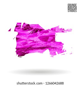 Purple brush stroke and texture. Grunge vector abstract hand - painted element. Underline and border design.