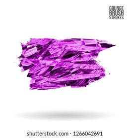 Purple brush stroke and texture. Grunge vector abstract hand - painted element. Underline and border design.