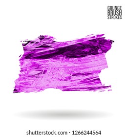 Purple brush stroke and texture. Grunge vector abstract hand - painted element. Underline and border design.