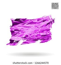 Purple brush stroke and texture. Grunge vector abstract hand - painted element. Underline and border design.
