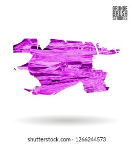 Purple brush stroke and texture. Grunge vector abstract hand - painted element. Underline and border design.