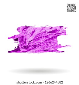 Purple brush stroke and texture. Grunge vector abstract hand - painted element. Underline and border design.
