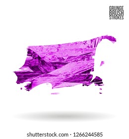 Purple brush stroke and texture. Grunge vector abstract hand - painted element. Underline and border design.